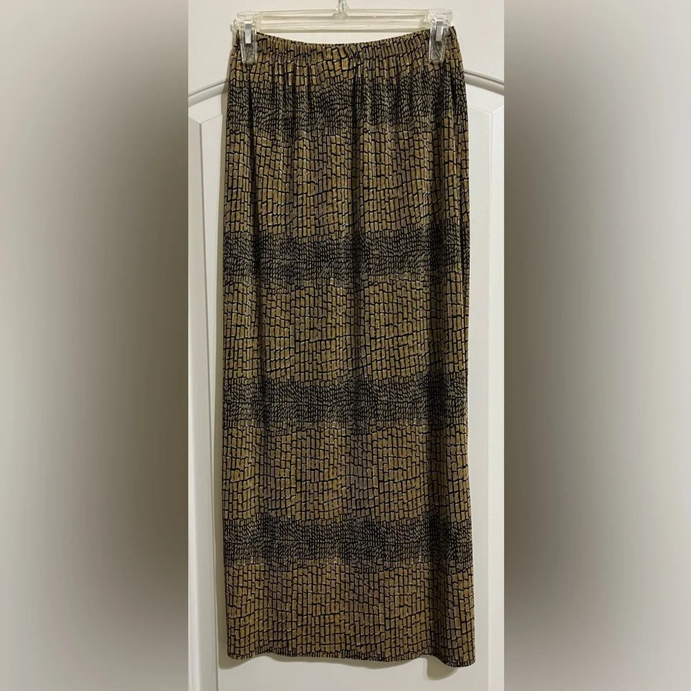 Notations 3 PIECES Black and Gold Brown Cardigan Tank Top Skirt Medium Small - Picture 9 of 13